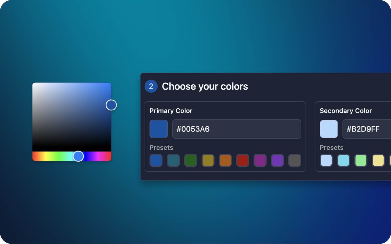 A screenshot describing the feature titled Painless styling, just choose two colors