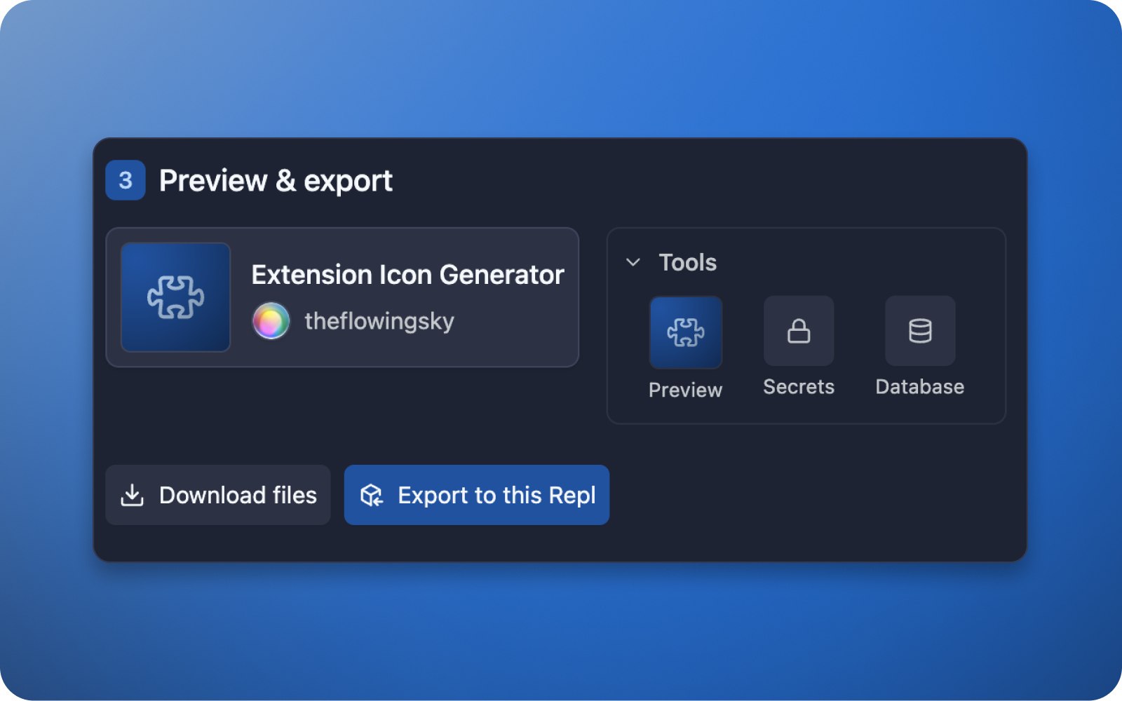 A screenshot describing the feature titled Export UI and Store Listing icons